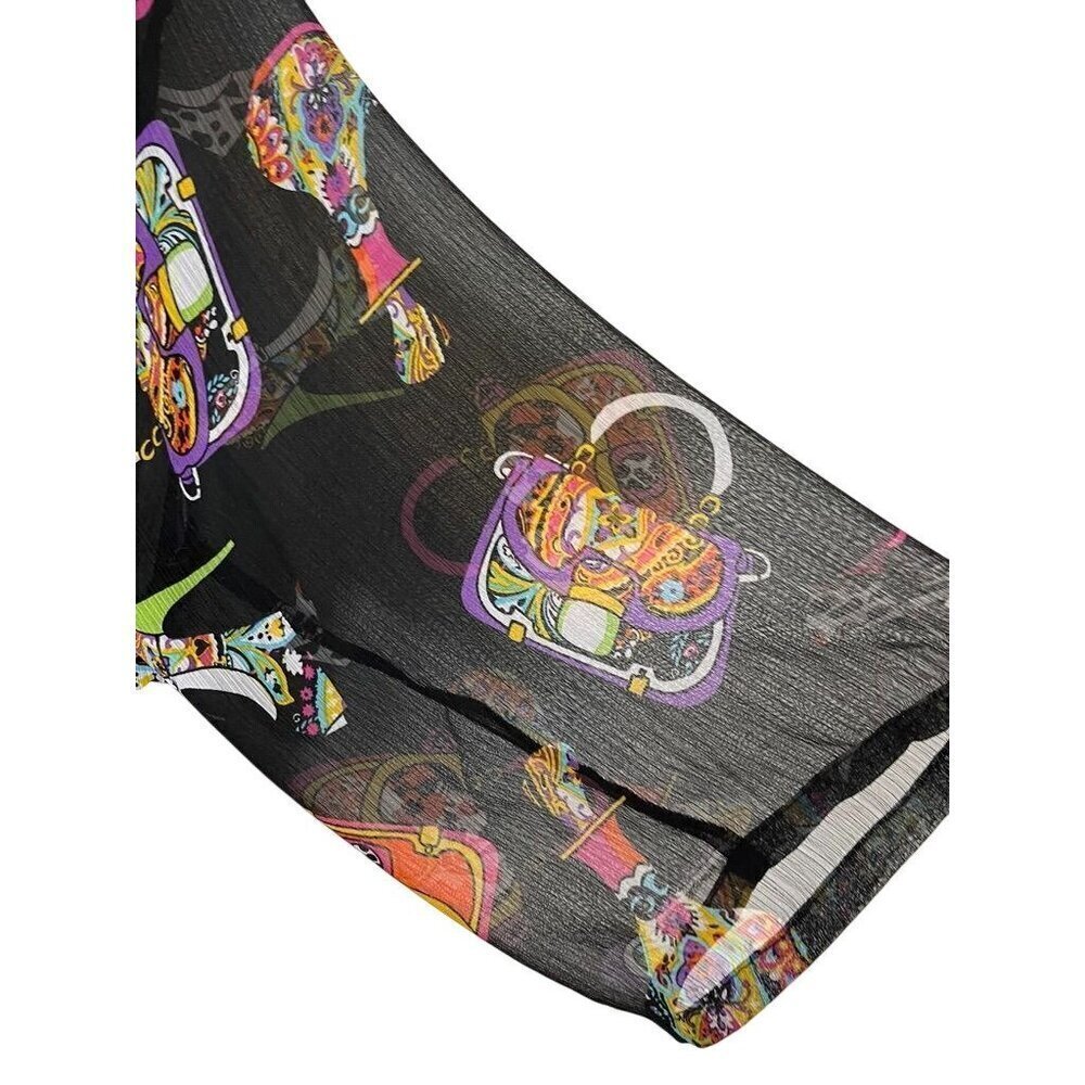 Slinky Funky Sheer Cardigan 1X Black Retro Hippie Indie Perfume Handbag Festive - Picture 8 of 15